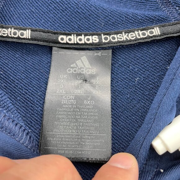 Adidas Basketball Sleeveless Hoodie Men 2XL Yellow Navy Blue Hooded Baller Hoops - Picture 5 of 8